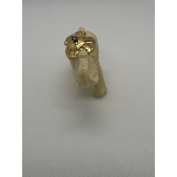 Vintage Elephant Pendant Figurine With Gold-Tone Floral Accents - Picture 4 of 10